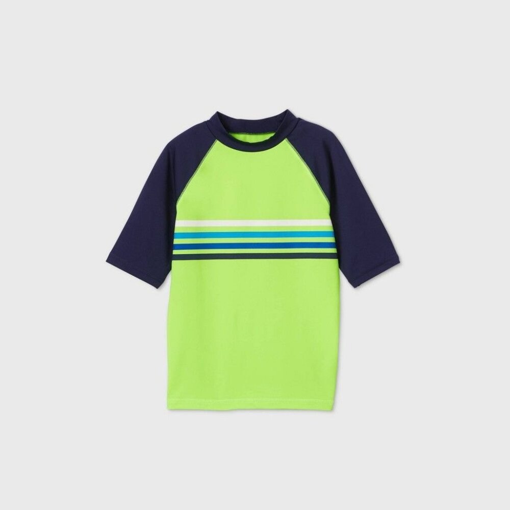 Boys' Short Sleeve Striped Rash Guard Swim Shirt - Cat & Jack 4/5